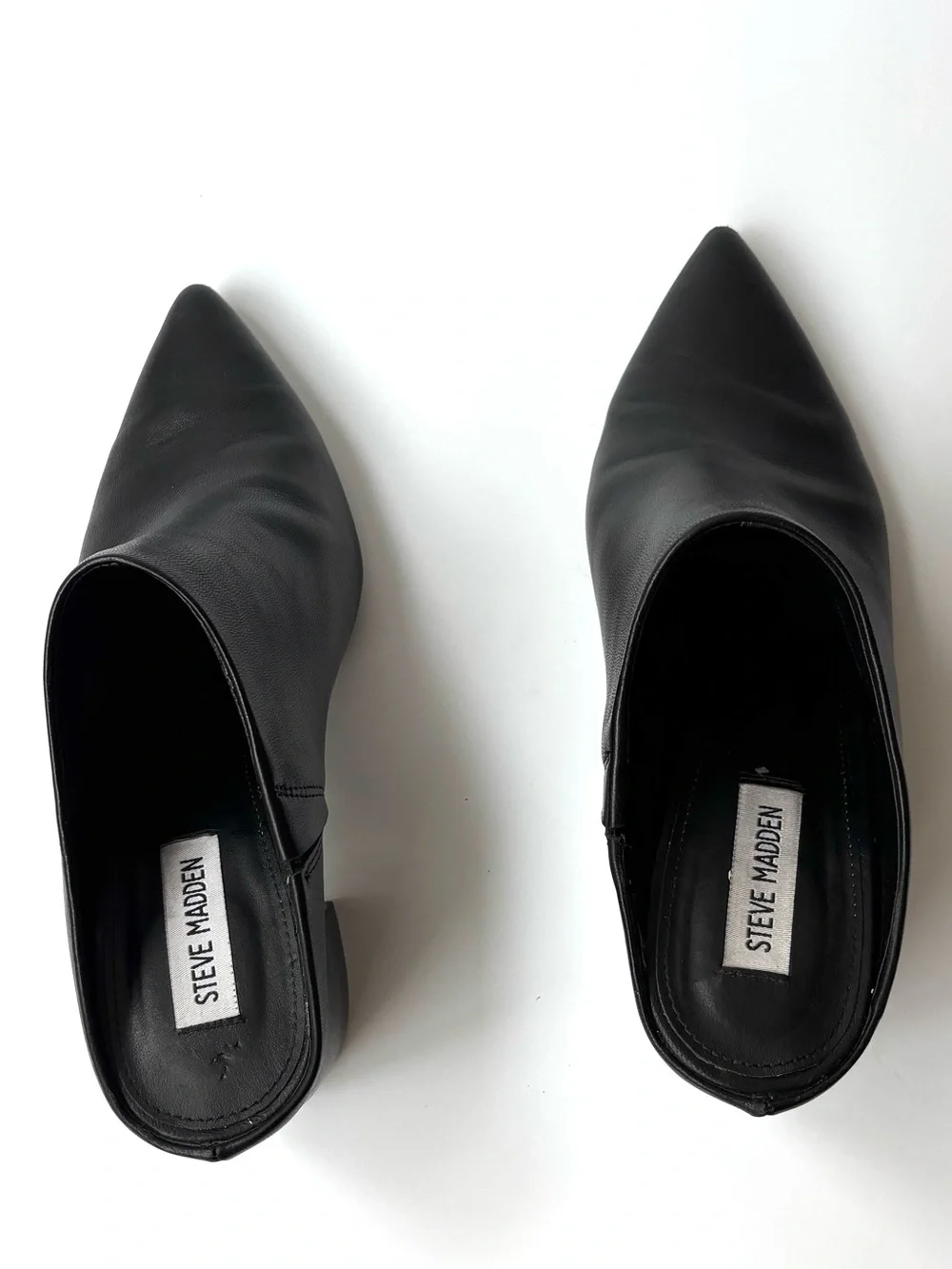 Steve Madden Black Pointed-Toe Leather Mule Heels size 8.5 - Picture 6 of 6